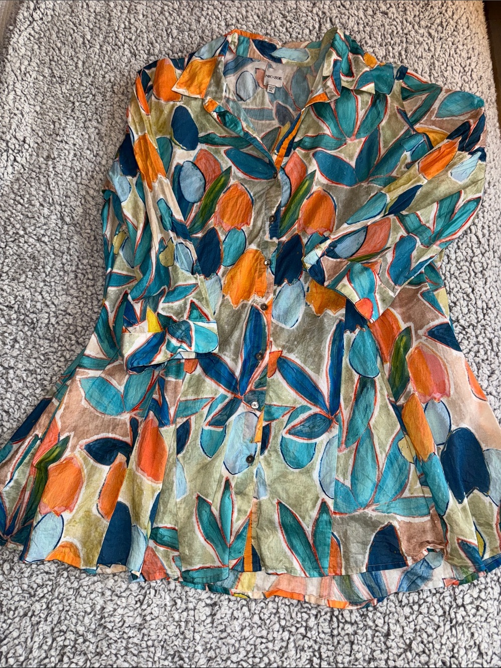 Flowy Abstract Leaf Tunic Multicolor